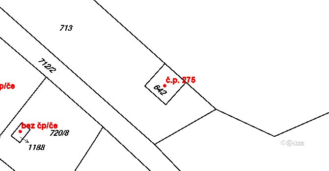 Žacléř 275 na parcele st. 642 v KÚ Žacléř, Katastrální mapa