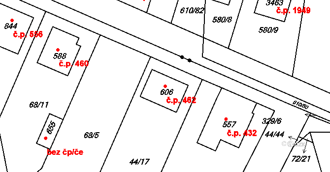Litol 462, Lysá nad Labem na parcele st. 606 v KÚ Litol, Katastrální mapa
