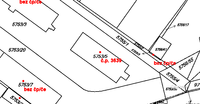 Znojmo 3639 na parcele st. 5753/5 v KÚ Znojmo-město, Katastrální mapa