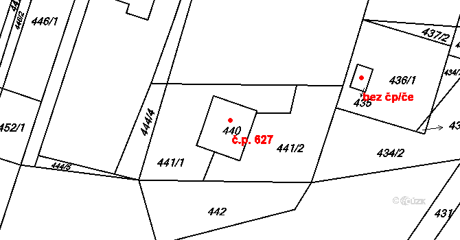 Želechovice nad Dřevnicí 627 na parcele st. 440 v KÚ Želechovice nad Dřevnicí, Katastrální mapa