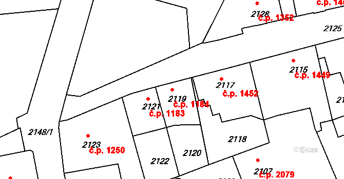 Varnsdorf 1184 na parcele st. 2119 v KÚ Varnsdorf, Katastrální mapa