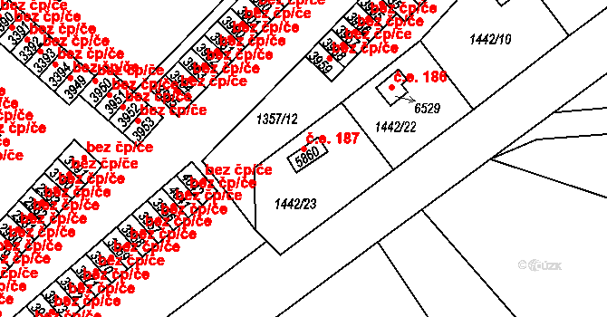 Chrudim III 187, Chrudim na parcele st. 5860 v KÚ Chrudim, Katastrální mapa