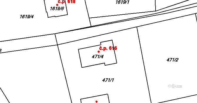 Olešnice 616 na parcele st. 471/4 v KÚ Olešnice na Moravě, Katastrální mapa