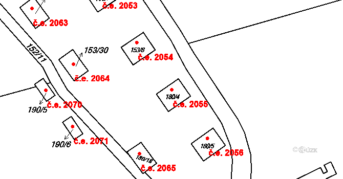 Červený Hrádek 2055, Jirkov na parcele st. 180/4 v KÚ Červený Hrádek u Jirkova, Katastrální mapa