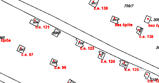 Vrchlabí 123 na parcele st. 3100 v KÚ Vrchlabí, Katastrální mapa