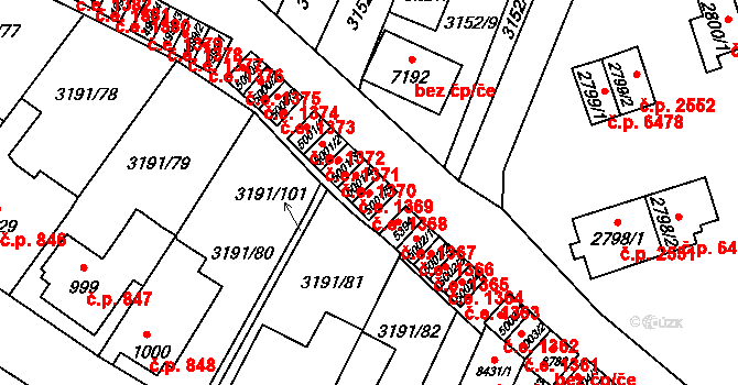 Zlín 1368 na parcele st. 5001/5 v KÚ Zlín, Katastrální mapa