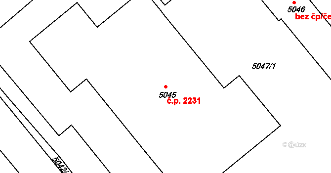 Žďár nad Sázavou 1 2231, Žďár nad Sázavou na parcele st. 5045 v KÚ Město Žďár, Katastrální mapa