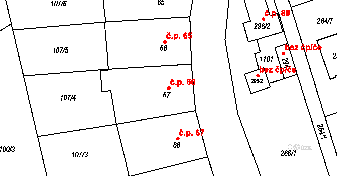 Štěpánov nad Svratkou 66 na parcele st. 67 v KÚ Štěpánov nad Svratkou, Katastrální mapa