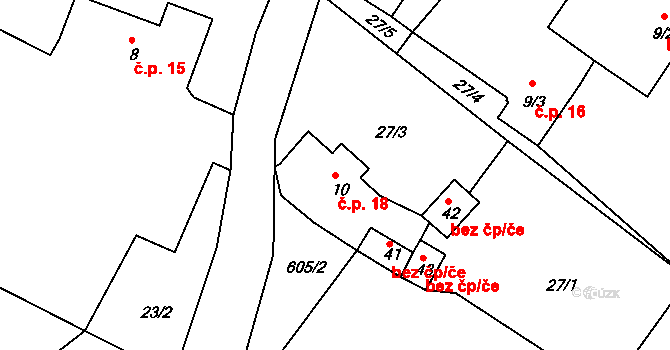 Doubrava 18, Lipová na parcele st. 10 v KÚ Doubrava u Lipové, Katastrální mapa