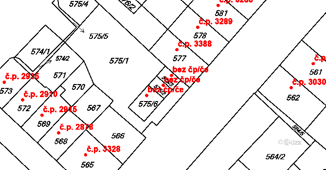 Chomutov 39090850 na parcele st. 575/2 v KÚ Chomutov II, Katastrální mapa