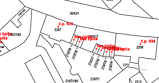 Frýdek-Místek 40327850 na parcele st. 2197/8 v KÚ Místek, Katastrální mapa