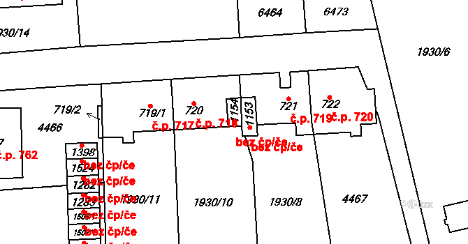 Hrušovany nad Jevišovkou 40970850 na parcele st. 1154 v KÚ Hrušovany nad Jevišovkou, Katastrální mapa