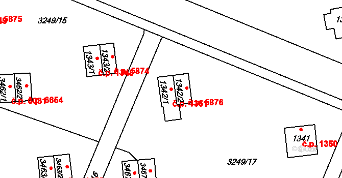 Zlín 1351 na parcele st. 1342/1 v KÚ Zlín, Katastrální mapa