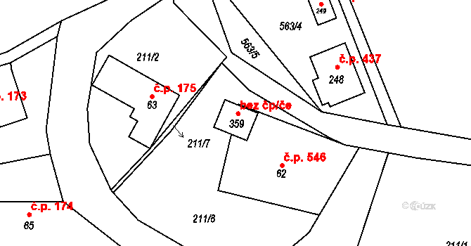 Kopřivnice 43116850 na parcele st. 359 v KÚ Větřkovice u Lubiny, Katastrální mapa