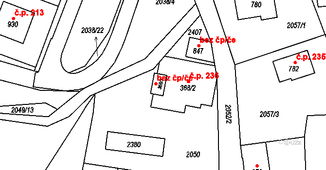Hanušovice 44864850 na parcele st. 368/3 v KÚ Hanušovice, Katastrální mapa