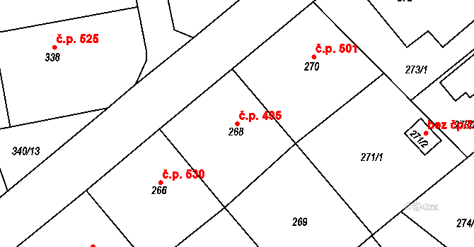 Štěpánkovice 495 na parcele st. 268 v KÚ Štěpánkovice, Katastrální mapa