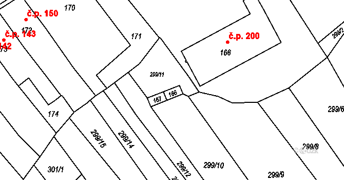 Březina 46021850 na parcele st. 168 v KÚ Proseč u Březiny, Katastrální mapa
