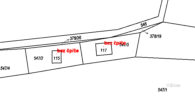 Ktiš 46148850 na parcele st. 117 v KÚ Dobročkov, Katastrální mapa