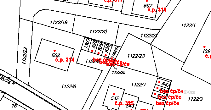 Hronov 46490850 na parcele st. 530 v KÚ Zbečník, Katastrální mapa