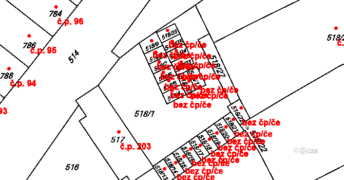 Bedihošť 47711850 na parcele st. 518/4 v KÚ Bedihošť, Katastrální mapa