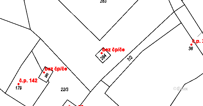 Hořátev 50140850 na parcele st. 284 v KÚ Hořátev, Katastrální mapa