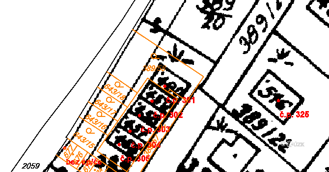 Nasavrky 301 na parcele st. 460 v KÚ Nasavrky, Katastrální mapa