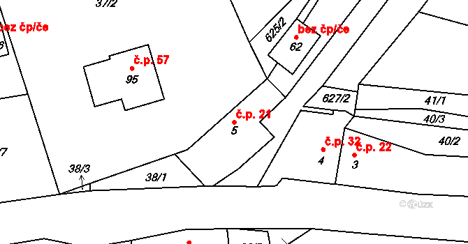 Čenkov 21, Třešť na parcele st. 5 v KÚ Čenkov u Třešti, Katastrální mapa