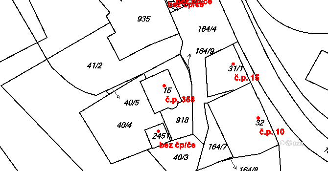 Lobeček 358, Kralupy nad Vltavou na parcele st. 15 v KÚ Lobeček, Katastrální mapa