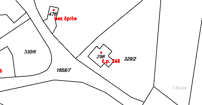 Hejtmánkovice 248 na parcele st. 298 v KÚ Hejtmánkovice, Katastrální mapa