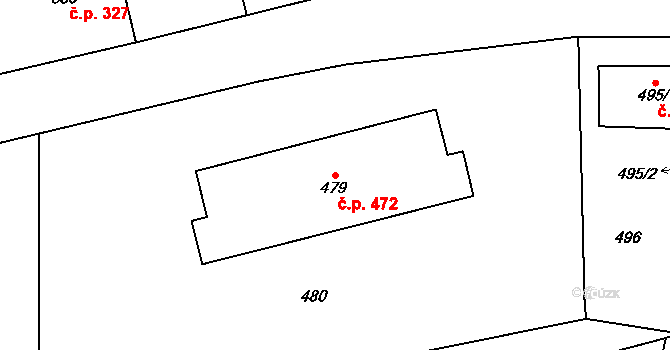 Velké Opatovice 472 na parcele st. 479 v KÚ Velké Opatovice, Katastrální mapa