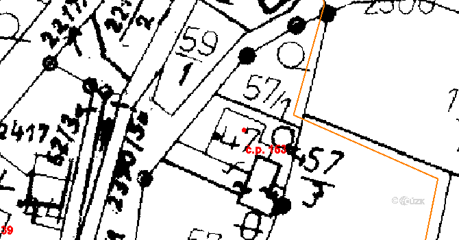 Merboltice 153 na parcele st. 47 v KÚ Merboltice, Katastrální mapa