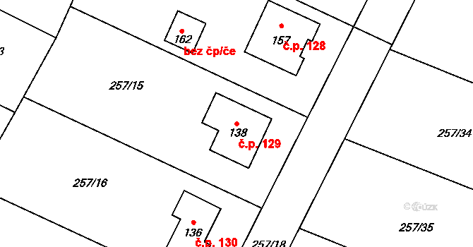 Lohenice 129, Přelouč na parcele st. 138 v KÚ Lohenice u Přelouče, Katastrální mapa