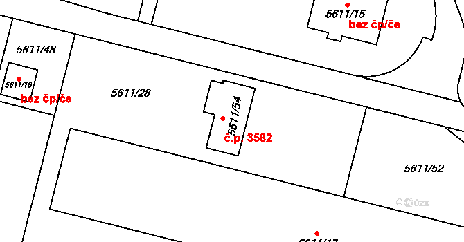Přerov I-Město 3582, Přerov na parcele st. 5611/54 v KÚ Přerov, Katastrální mapa