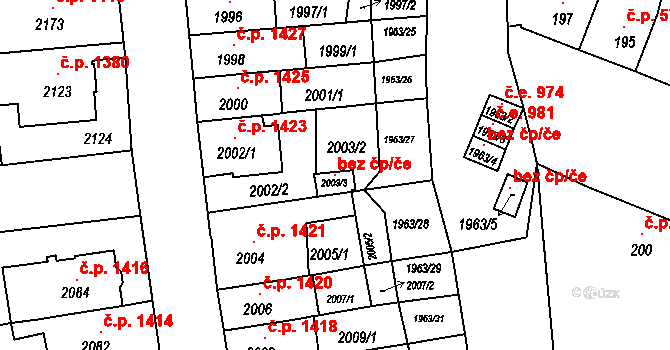 Brno 100611851 na parcele st. 2003/3 v KÚ Černá Pole, Katastrální mapa