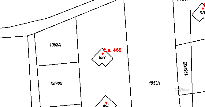 Rajnochovice 459 na parcele st. 897 v KÚ Rajnochovice, Katastrální mapa