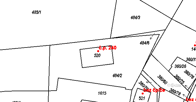 Prosetín 240 na parcele st. 520 v KÚ Prosetín u Hlinska, Katastrální mapa