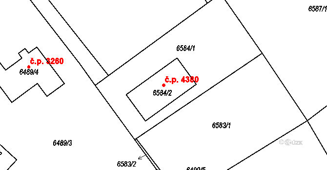 Mělník 4380 na parcele st. 6584/2 v KÚ Mělník, Katastrální mapa