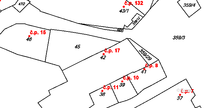 Mramotice 17, Znojmo na parcele st. 42 v KÚ Mramotice, Katastrální mapa