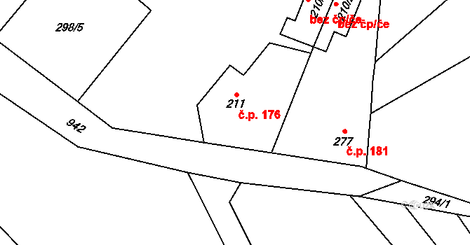 Rokytnice 176 na parcele st. 211 v KÚ Rokytnice u Přerova, Katastrální mapa