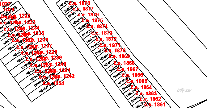 Teplické Předměstí 1870, Bílina na parcele st. 1664/313 v KÚ Bílina, Katastrální mapa