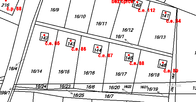 Zborná 87, Jihlava na parcele st. 144 v KÚ Zborná, Katastrální mapa