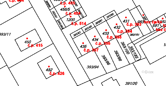 Horoměřice 397 na parcele st. 435 v KÚ Horoměřice, Katastrální mapa