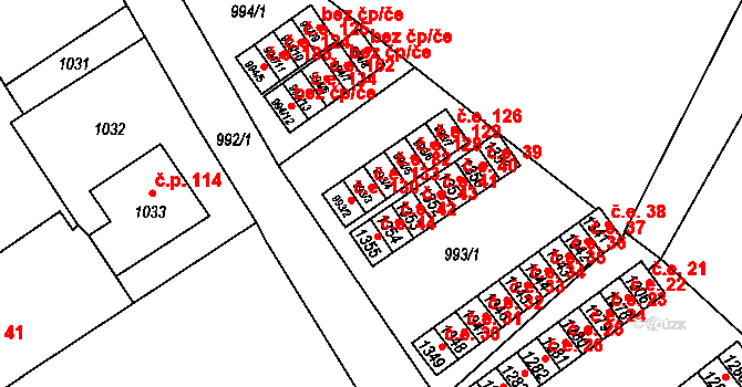 Zastávka 134 na parcele st. 994/13 v KÚ Zastávka, Katastrální mapa