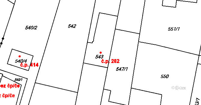 Mnichov 282, Vrbno pod Pradědem na parcele st. 543 v KÚ Mnichov pod Pradědem, Katastrální mapa