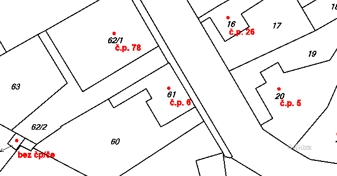 Dolní Pochlovice 6, Kynšperk nad Ohří na parcele st. 61 v KÚ Dolní Pochlovice, Katastrální mapa