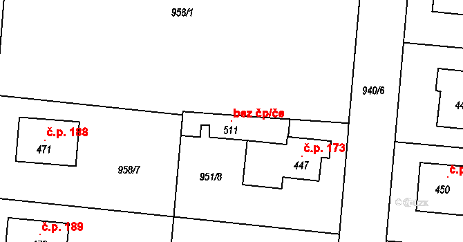 Kozojedy 147757851 na parcele st. 511 v KÚ Kozojedy u Kostelce nad Černými Lesy, Katastrální mapa
