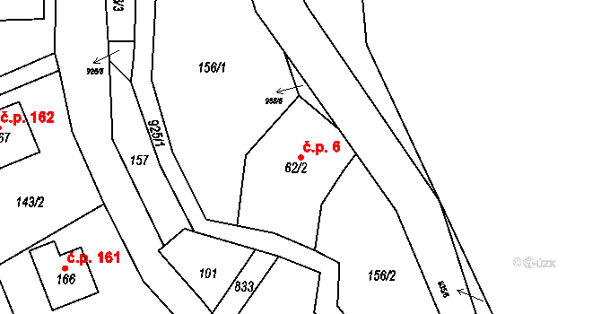 Habartice 6 na parcele st. 62/2 v KÚ Habartice u Frýdlantu, Katastrální mapa