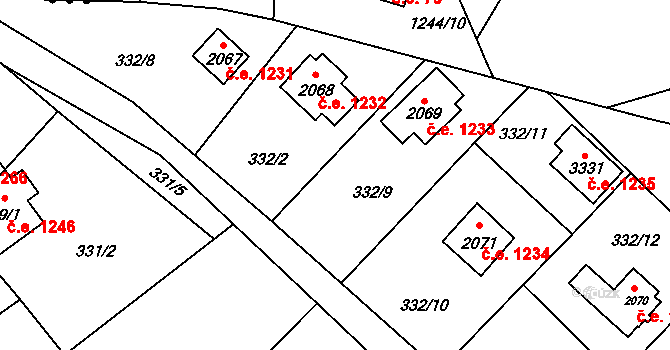 Ostravice 1232 na parcele st. 2068 v KÚ Ostravice 1, Katastrální mapa