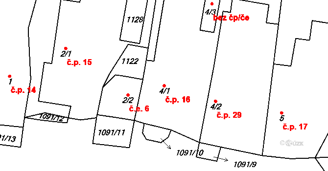 Lomy 16, Kokašice na parcele st. 4/1 v KÚ Lomy u Domaslavi, Katastrální mapa