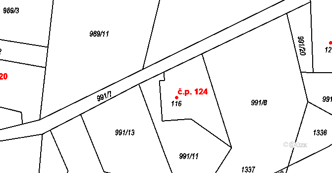 Želivec 124, Sulice na parcele st. 116 v KÚ Sulice, Katastrální mapa